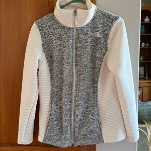 The North Face Black and White Knit Sweater Jacket Medium